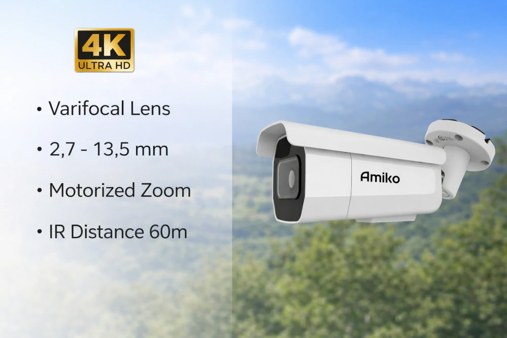 Amiko IP kamera 8 Mpix, Varifokal, Tube (1805)