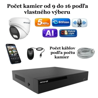Amiko IP kamerový set, 5Mpix, Ai, Dl, Dome (1500K9-16)