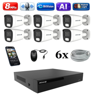 Amiko IP 6 kamerový set, 4K Ultra HD 8Mpix, Ai, Dl, Tube (1801K6)
