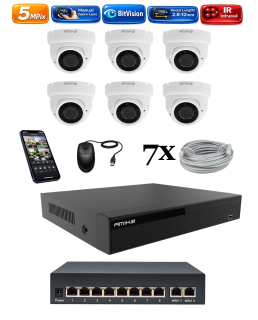 Amiko IP 6 kamerový set so switchom, Manual Zoom, 5Mpix, Dome (1505K6V2)