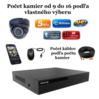 Amiko AHD kamerový set, 5Mpix, Čierna, Dome (2502K9-16)