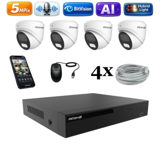 Amiko IP 4 kamerový set, 5Mpix, Ai, Dl, Dome (1500K4)